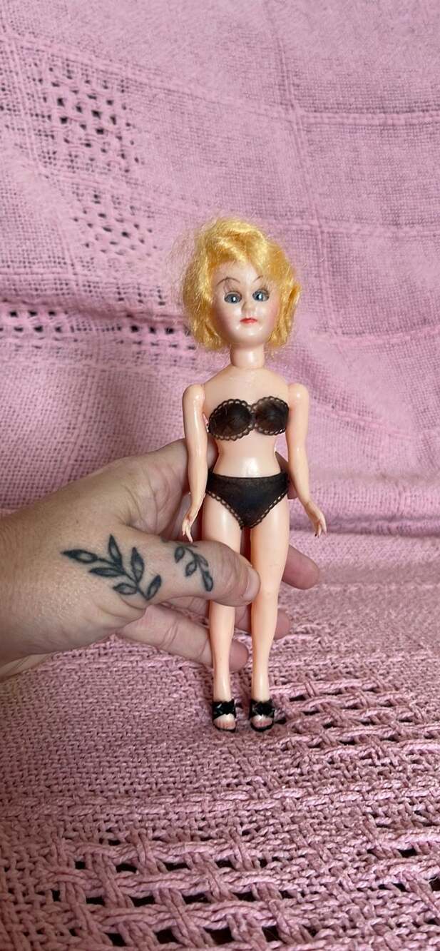 Vintage Hong Kong No. 2018 Blonde Fashion Doll in Black Lingerie